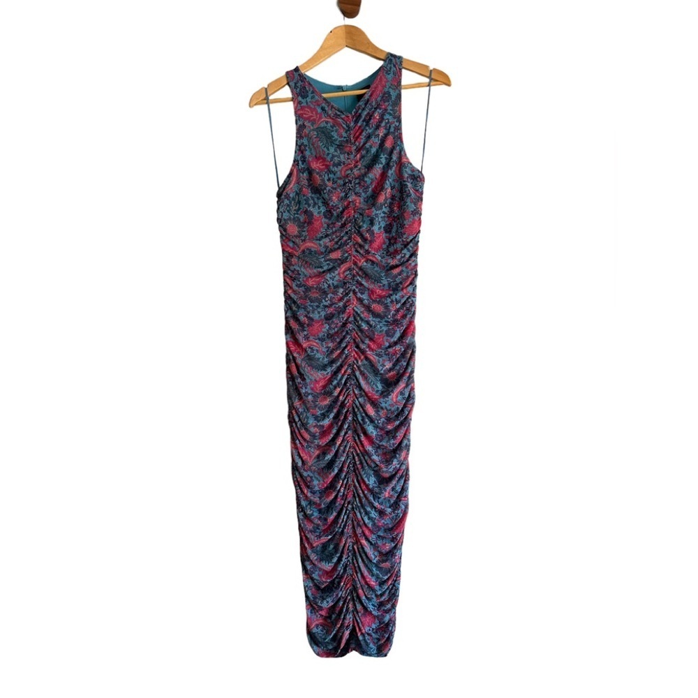 House of Harlow 1960 blue and pink floral rouched midi M